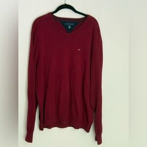 Tommy Hilfiger Men's Deep Merlot V-Neck Sweater Size XL